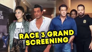 Watch RACE 3 GRAND SCREENING | Salman Khan, Jacqueline, Bobby Deol Video