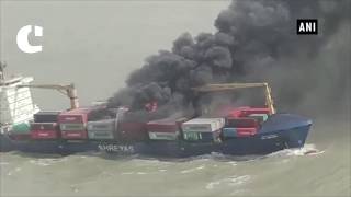 Watch Vessel SSL KOLKATA catches fire, 11 out of 22 crew members rescued Video