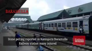 Watch Stone pelting reported in Kanispora Baramulla Railway station many injured Video