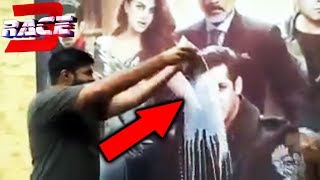 Watch Salman Khan's Crazy Fan Bath RACE 3 Film Poster With Milk Video