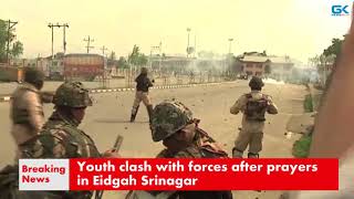 Watch Youth clash with forces after prayers in Eidgah Srinagar Video