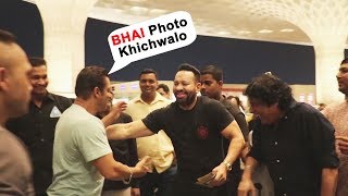 Watch Salman Khan Funny Moment With Bodyguard Shera At Airport While Leaving For Dabangg Tour Video