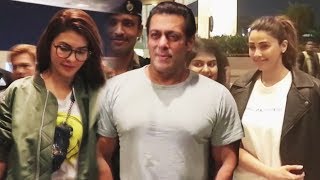 Watch Salman Khan, Jacqueline Fernandez And Daisy Shah Together Leaves For Dabangg Tour USA | Airport Video
