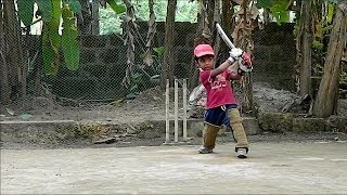 Watch Amazing Skills - Three Years Old Boy Showing His Classical Batting Video