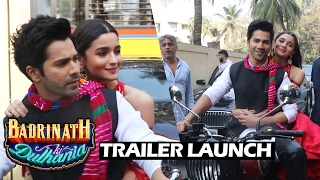 Watch Varun Dhawan & Alia Bhatt's GRAND ENTRY On BIKE At Badrinath Ki Dulhania Trailer Launch Video