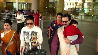Watch Saif Ali Khan & Kareena Kapoor With SUPER CUTE Taimur SPOTTED At Mumbai Airport Video