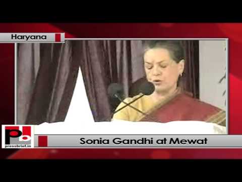 Watch Sonia Gandhi addresses Congress rally at Mewat, (Haryana) Video