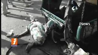 Watch 4 lost life in Road Mishap as Tankar Hits Auto at Chintakunta Canal Karimnagar | iNews Video