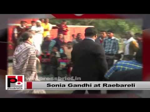 Watch Sonia Gandhi in Raebareli, visits low cost housing project site Video