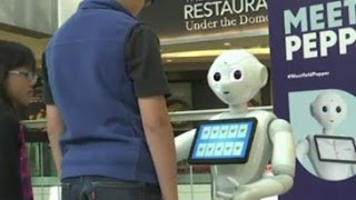Watch Customer service robots debut in malls, airports Video