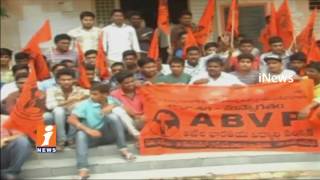 Watch ABVP Activists Protest Against Private Education At District Educational Office | Nizamabad | iNews Video