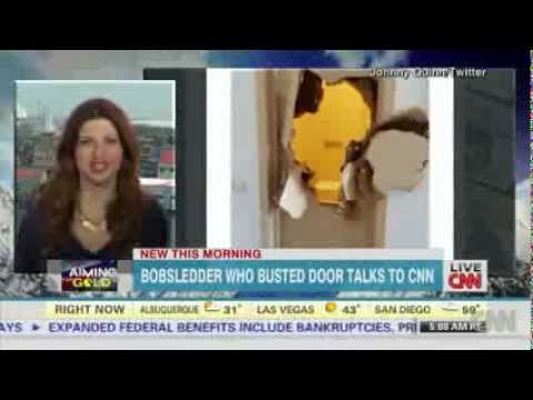 Watch Trapped in Sochi bathroom Bobsledder Johnny Quinn Breaks Door News Video Video