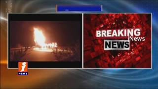 Watch Crane Catches Fire Due To Short Circuit at Outer Ring Road | Hyderabad | iNews Video