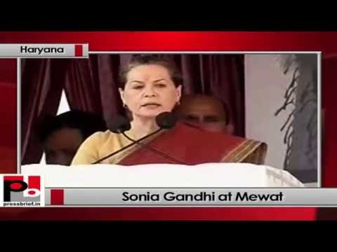 Watch Sonia Gandhi addresses Congress rally at Mewat at Haryana, attacks BJP Video