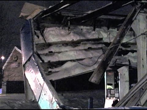 Watch Raw- Snow Brings Down Gas Station Canopy News Video Video