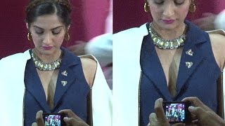 Watch Sonam Kapoor in PLUNGING NECKLINE shows off her assets Video