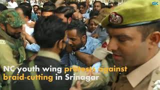 Watch NC youth wing protests against braid-cutting in Srinagar Video