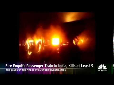 Watch Fire Engulfs Passenger Train in India News Video Video