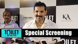 Watch John Abraham At Akshay Kumar's Toilet Ek Prem Katha Special Screening | Red Carpet Premiere Video