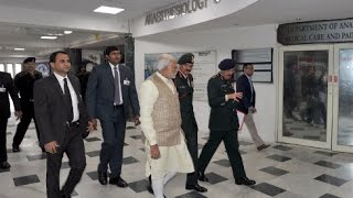 Watch PM Modi visits Lance Naik Hanaman Thappa at R&R Hospital Video