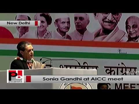 Watch Sonia Gandhi at AICC session- 2014 elections will be a battle for India Video