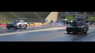 Watch OUTLAW 10.5 BLOWN vs TURBO DAVIES RACING TORANA & BIRRONG AUTOMOTIVE SKYLINE Video