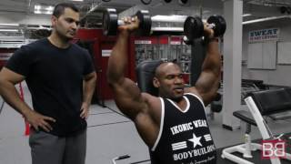 Watch How to- SHOULDER press using DUMBELLS with  Fred BIGGIE Smalls! (Pro Series) Video