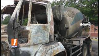 Watch Concrete Mixer and Car Collide Each other Near Shilparamam | Vehicles Bunt | Hyderabad | iNews Video