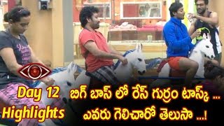 Watch à°¬à°¿à°—à± à°¬à°¾à°¸à± à°²à±‹ à°°à±‡à°¸à± à°—à±à°°à±à°°à°‚ à°Ÿà°¾à°¸à±à°•à± ... à°Žà°µà°°à± à°—à±†à°²à°¿à°šà°¾à°°à±‹ à°¤à±†à°²à±à°¸à°¾ ...! -Big Boss Telugu Day 12 Highlights - Video