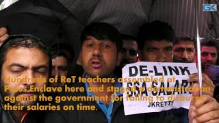 Watch ReT Teachers Stage Protest in Srinagar, Demand Pending Wages Video
