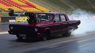 Watch CUSTOM BODYWORKS BLOWN VALIANT OUTLAW 10.5 CLASS WINNER AT ROUND 8 SYDNEY DRAGWAY Video