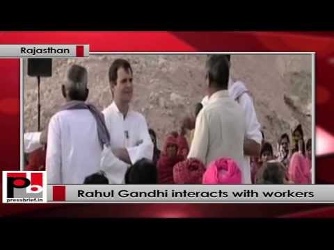 Watch Rahul Gandhi interacts with Stone mine workers in Rajasthan Video