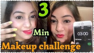 Watch 3 Minute Makeup Challenge | Quick Sweat Proof Makeup for Summer - Easy Collage/ Office Makeup Video