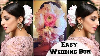 Watch Anushka Sharma Wedding Bun Hairstyle & Bridal Look- Flower Bun Hairstyle Tutorial For Indian Parties Video