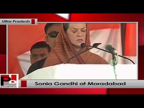 Watch Sonia Gandhi addresses Congress election rally in Moradabad, UP Video