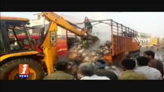 Watch Fire Accident In Mini Lorry Due To Short Circuit | Gollapudi | Vijayawada | iNews Video