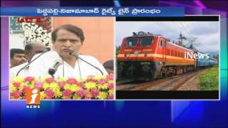 Watch Railway minister suresh prabhu Speech| Launch Peddapalli Nizamabad Railway Service | iNews Video