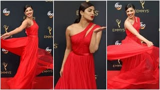 Watch Priyanka Chopra Hot Red Dress Look in â€ªEmmy Awardsâ€¬â€¬ 2016 Video