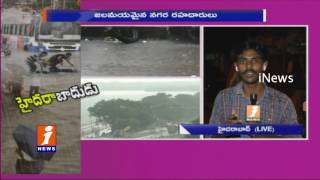 Watch Heavy Traffic Due To Rains In Hyderabad | Rains Updates | iNews Video