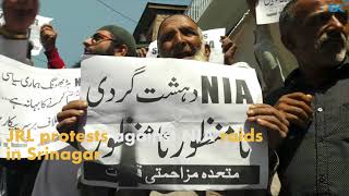 Watch JRL protests against NIA raids in Srinagar Video