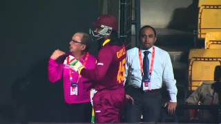 Watch Sri Lanka v West Indies, World T20 2016,Umpire stops Gayle from w Video