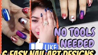 Watch 6 Easy Nail Art Designs for Beginners - NO tools needed | Nail Art at Home | JSuper Kaur Video