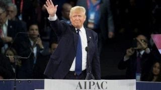 Watch Trump attempts to look presidential at AIPAC Video