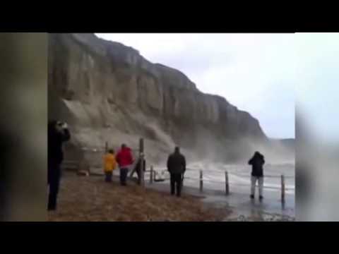 Watch Raw- Dramatic Footage of Cliff Collapse in UK News Video Video