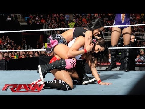 Watch The Bella Twins & The Funkadactyls vs. AJ Lee, Tamina Snuka, Alicia Fox & Aksana- Raw, Jan. 27, 2014 - WWE Wrestling Video Video