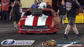 Watch JOHNNY ROSO TOP DOORSLAMMER CAMARO 6.39 @ 235 MPH SYDNEY DRAGWAY Video