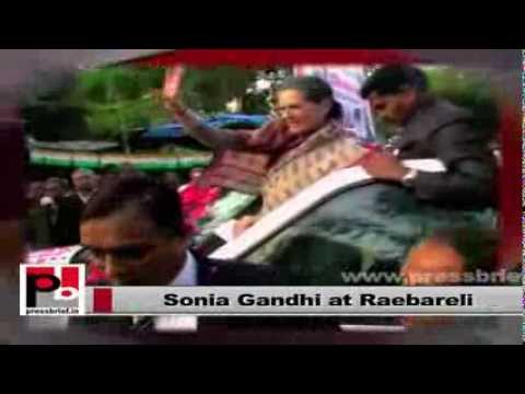Watch Rousing welcome for Sonia Gandhi at Raebareli Video