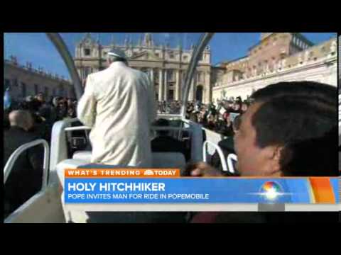 Watch Holy hitchhiker! Pope Francis gives a lift News Video Video