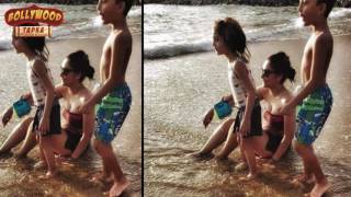 Watch Maanayata Dutt Looks Hot At Sri Lanka Beach With Kids Video