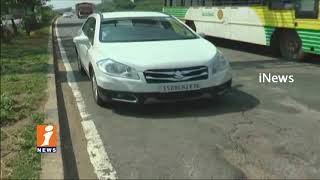 Watch TDP MLA Chintamaneni Prabhakar Against NH Road Damage At Kalaparru Toll Gate | West Godavari | iNews Video
